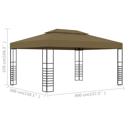 vidaXL Chapiteau 3x4 m Taupe 180 g/m²