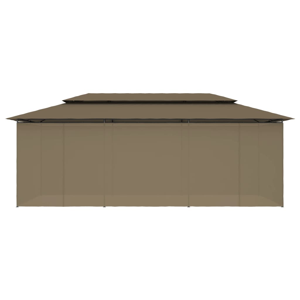 vidaXL Belvédère avec rideaux 600x298x270 cm Taupe 180 g/m²