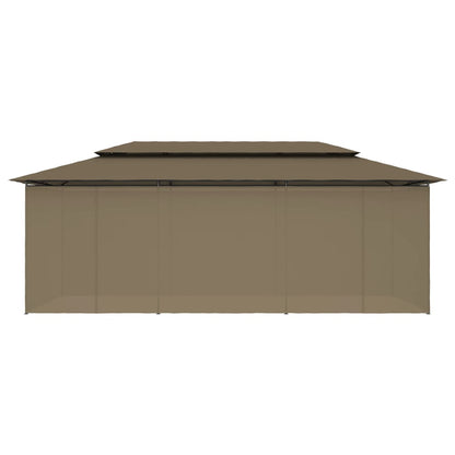 vidaXL Belvédère avec rideaux 600x298x270 cm Taupe 180 g/m²