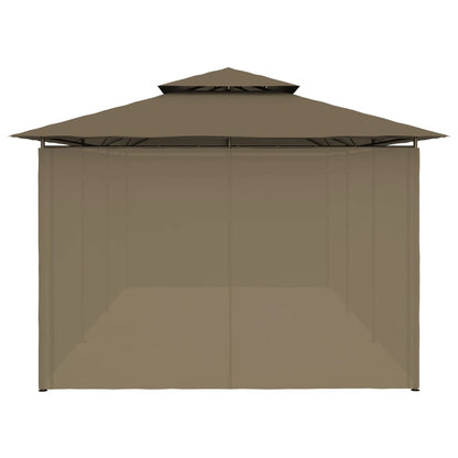 vidaXL Belvédère avec rideaux 600x298x270 cm Taupe 180 g/m²