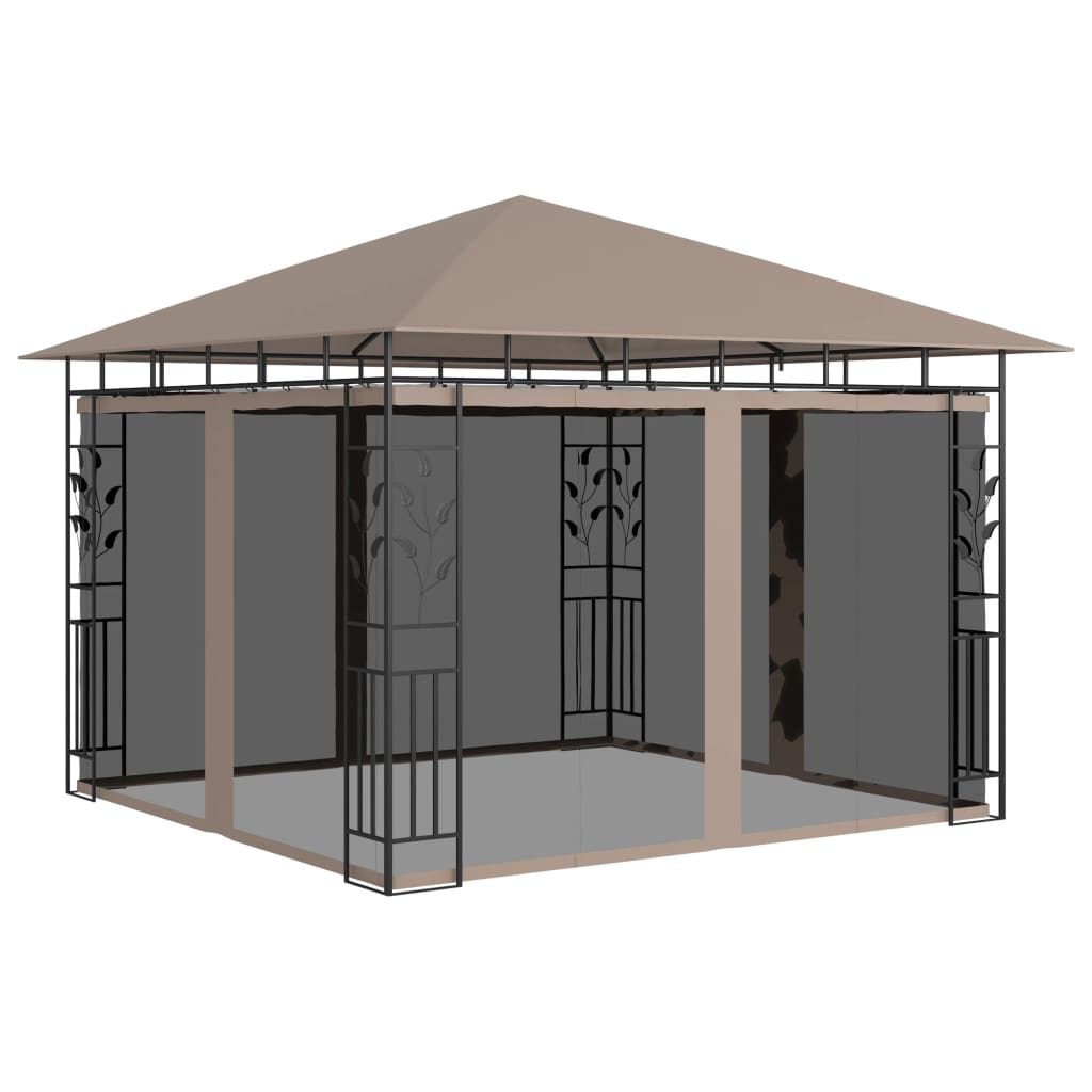 vidaXL Belvédère avec moustiquaire 3x3x2,73 m Taupe 180 g/m²