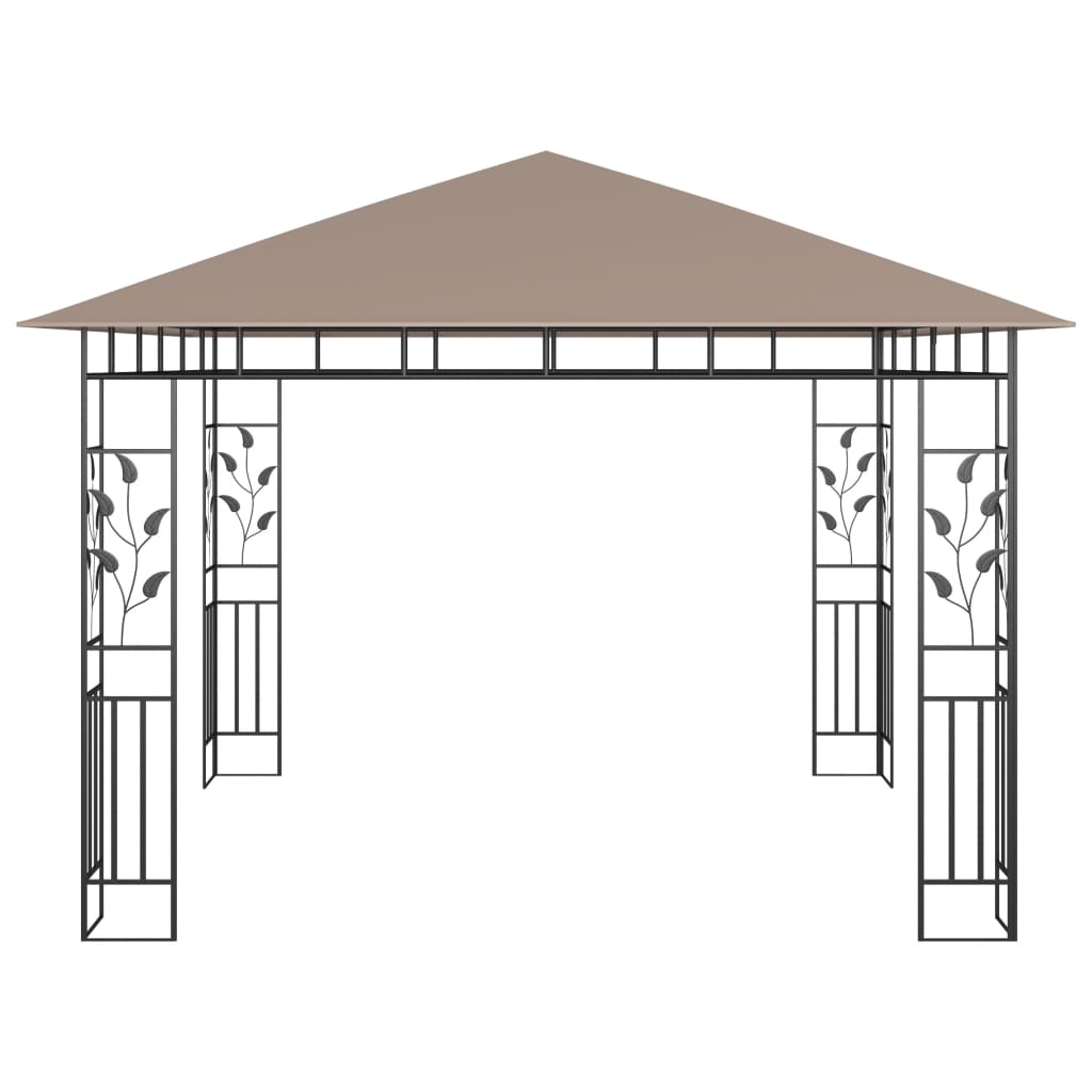 vidaXL Belvédère avec moustiquaire 3x3x2,73 m Taupe 180 g/m²