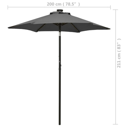 vidaXL Parasol avec lumières LED Anthracite 200x211 cm Aluminium