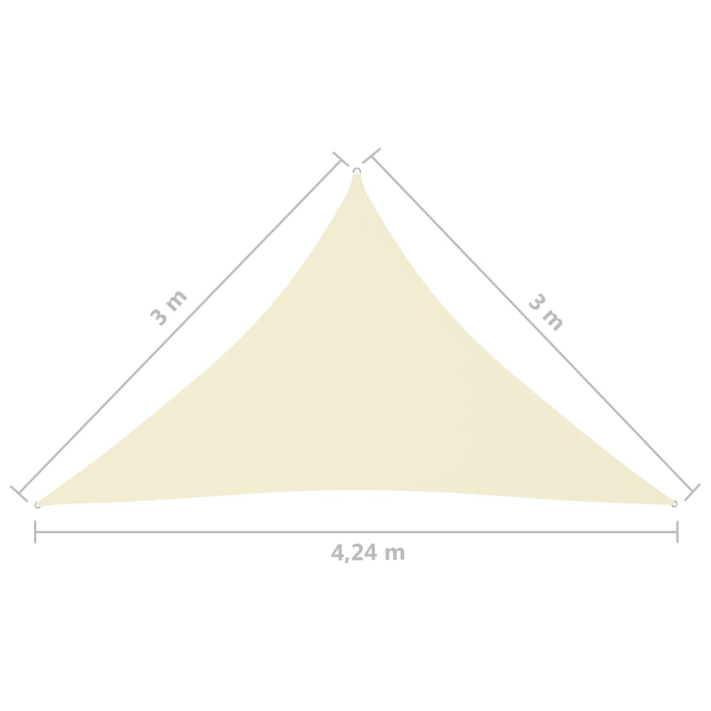 vidaXL Voile de parasol tissu oxford triangulaire 3x3x4,24 m crème