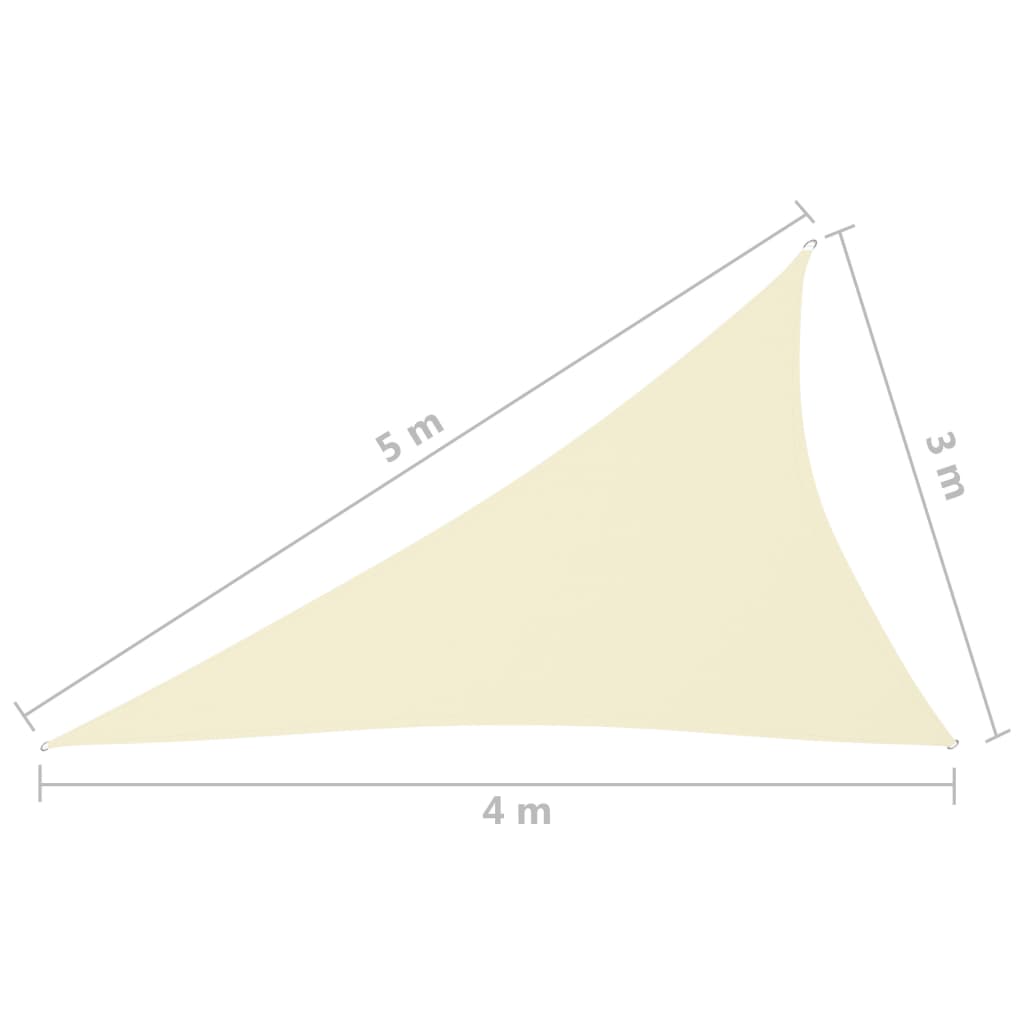 vidaXL Voile de parasol tissu oxford triangulaire 3x4x5 m crème