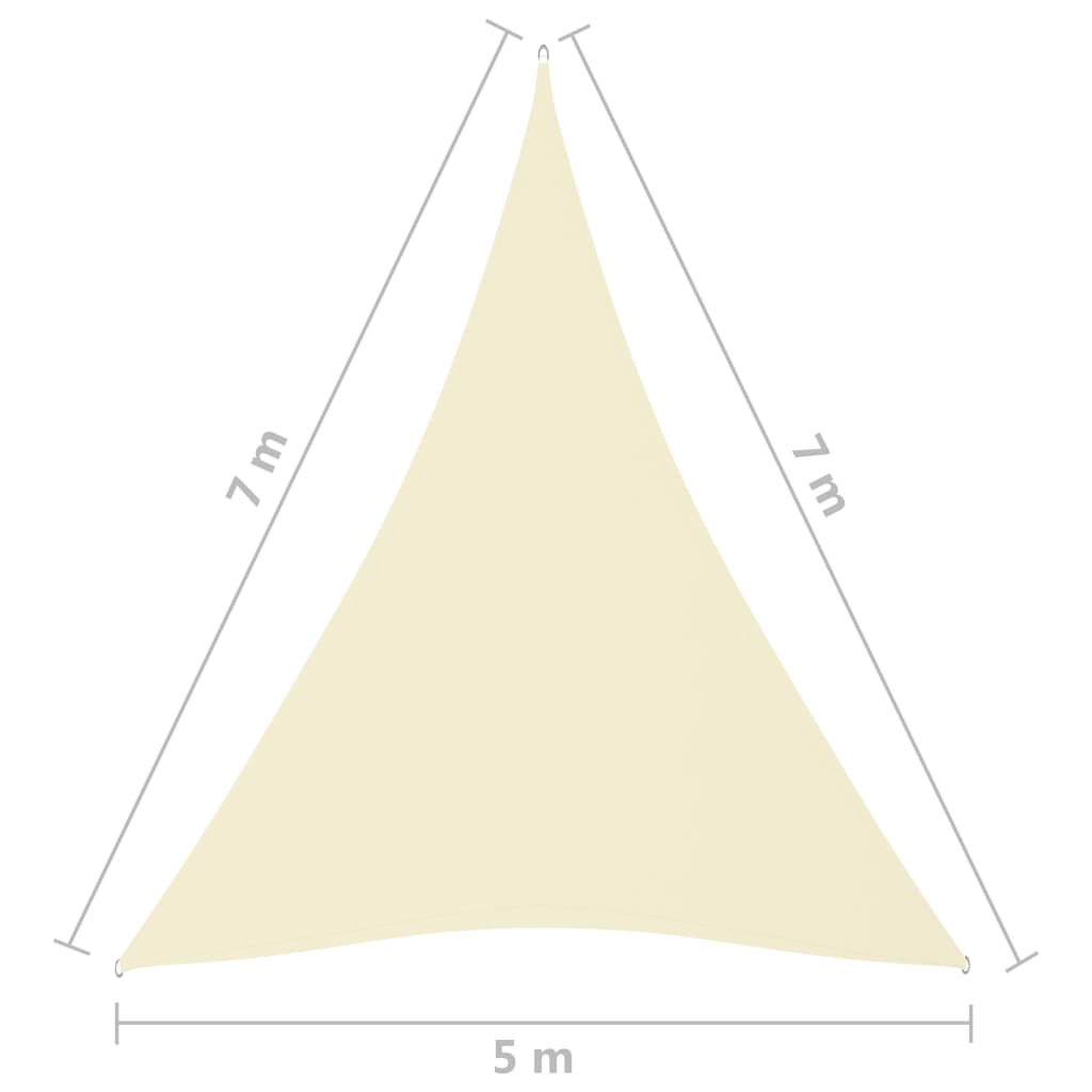 vidaXL Voile de parasol tissu oxford triangulaire 5x7x7 m crème