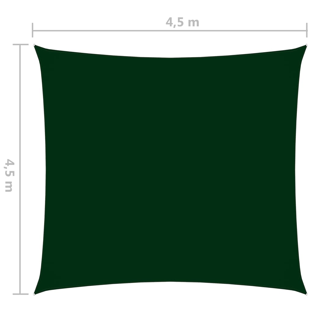 vidaXL Voile de parasol tissu oxford carré 4,5x4,5 m vert foncé