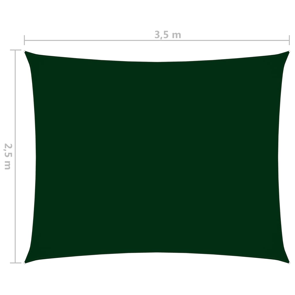 vidaXL Voile de parasol tissu oxford rectangulaire 2,5x3,5m vert foncé