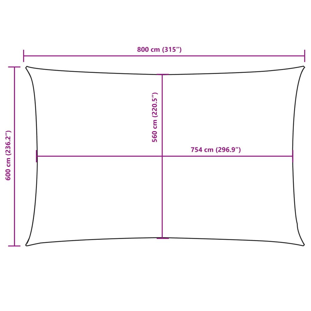 vidaXL Voile de parasol tissu oxford rectangulaire 6x8 m marron