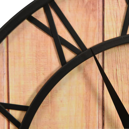 vidaXL Horloge murale 39 cm Marron et noir MDF et fer