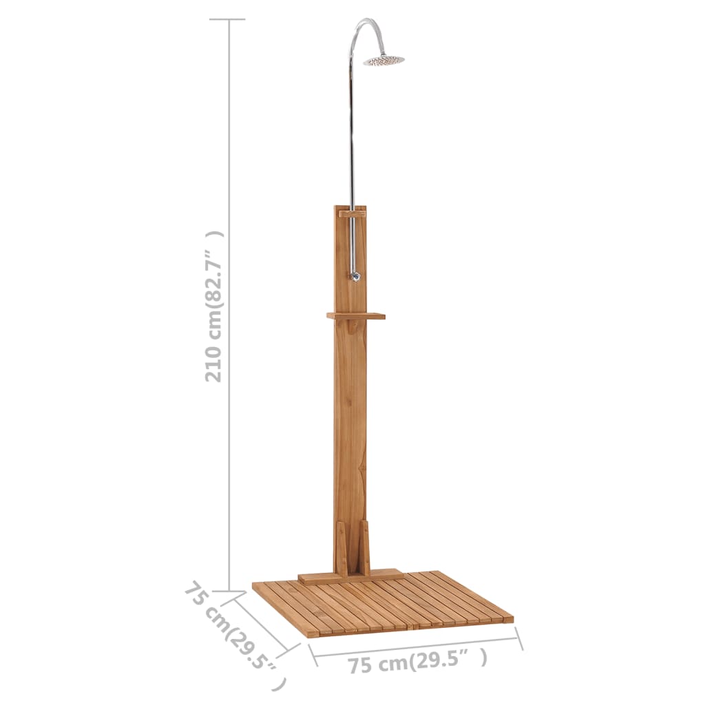 vidaXL Douche de jardin 75x75x210 cm bois de teck solide