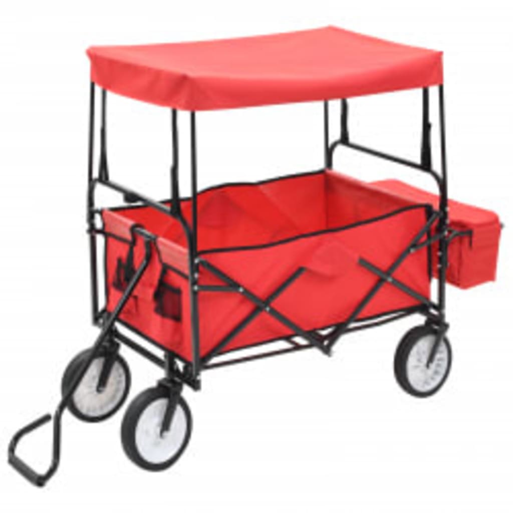 vidaXL Chariot à main pliable avec toit Acier Rouge