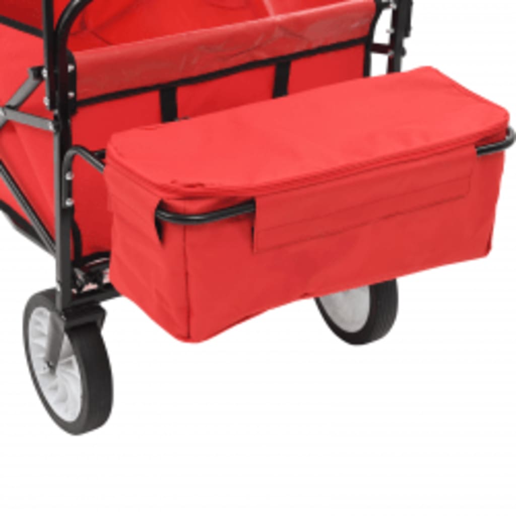vidaXL Chariot à main pliable avec toit Acier Rouge