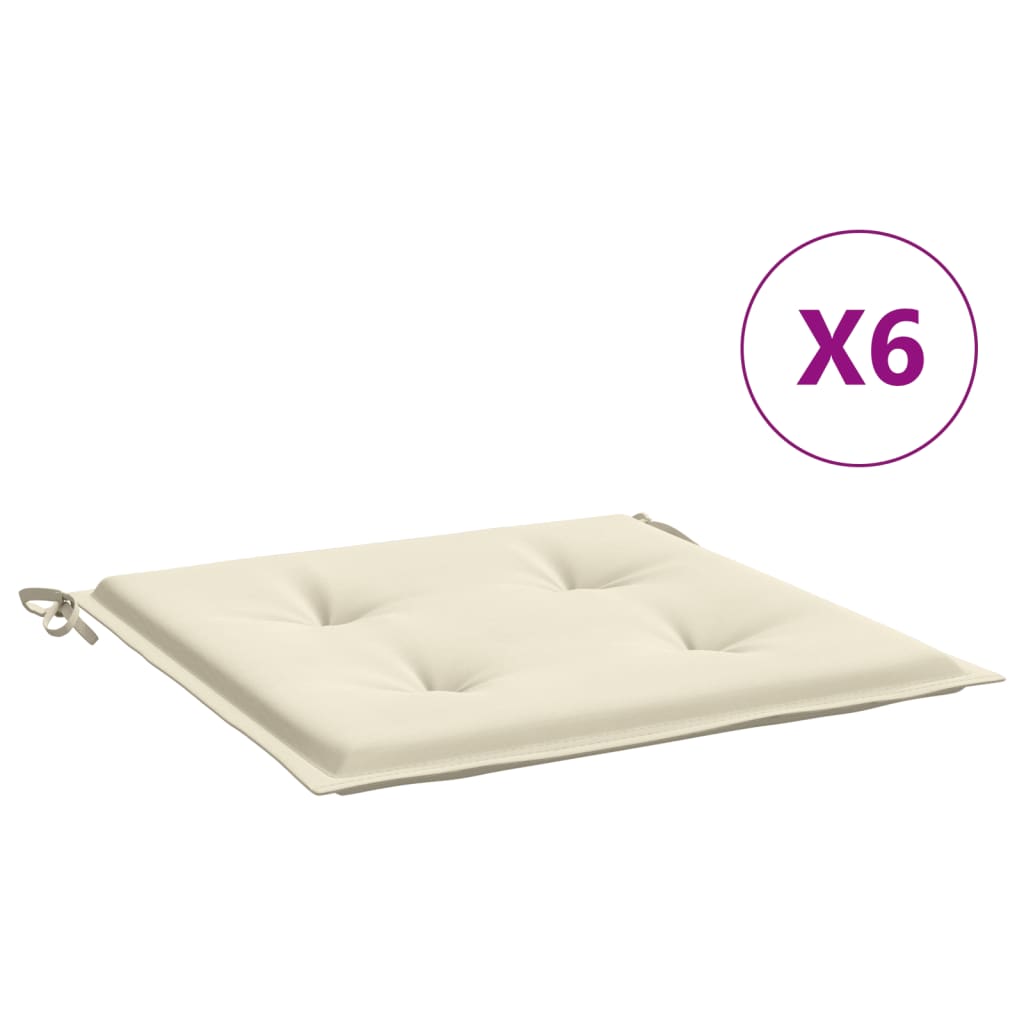 vidaXL Coussins de chaise jardin lot de 6 crème 40x40x3cm tissu oxford