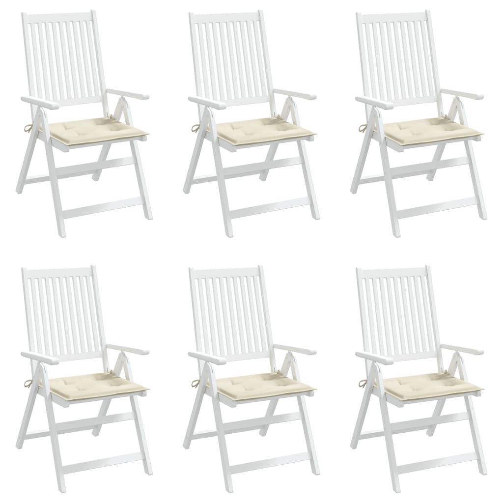 vidaXL Coussins de chaise jardin lot de 6 crème 40x40x3cm tissu oxford