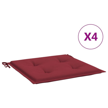 vidaXL Coussins de chaise de jardin lot de 4 rouge bordeaux 40x40x3 cm