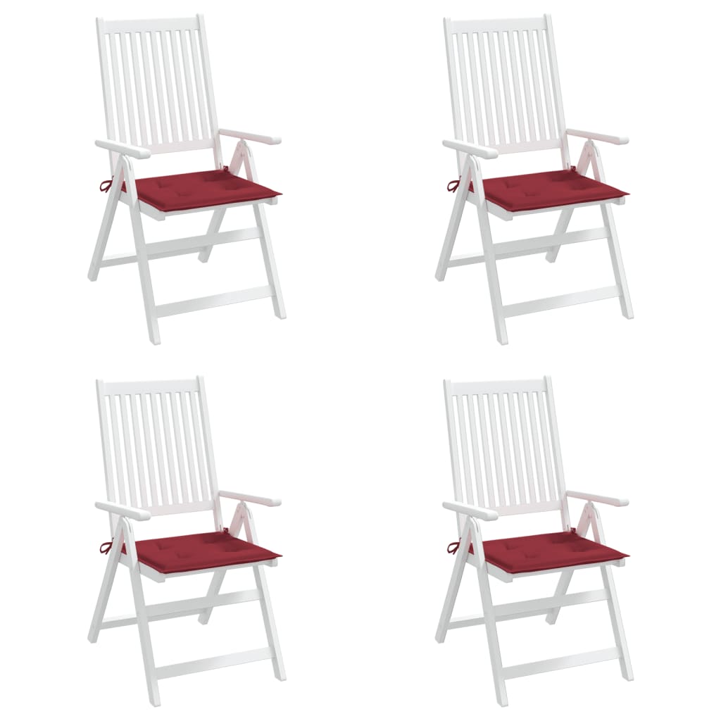 vidaXL Coussins de chaise de jardin lot de 4 rouge bordeaux 40x40x3 cm