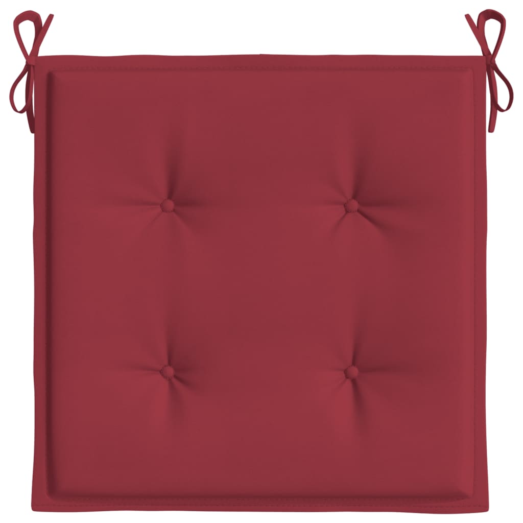 vidaXL Coussins de chaise de jardin lot de 4 rouge bordeaux 40x40x3 cm