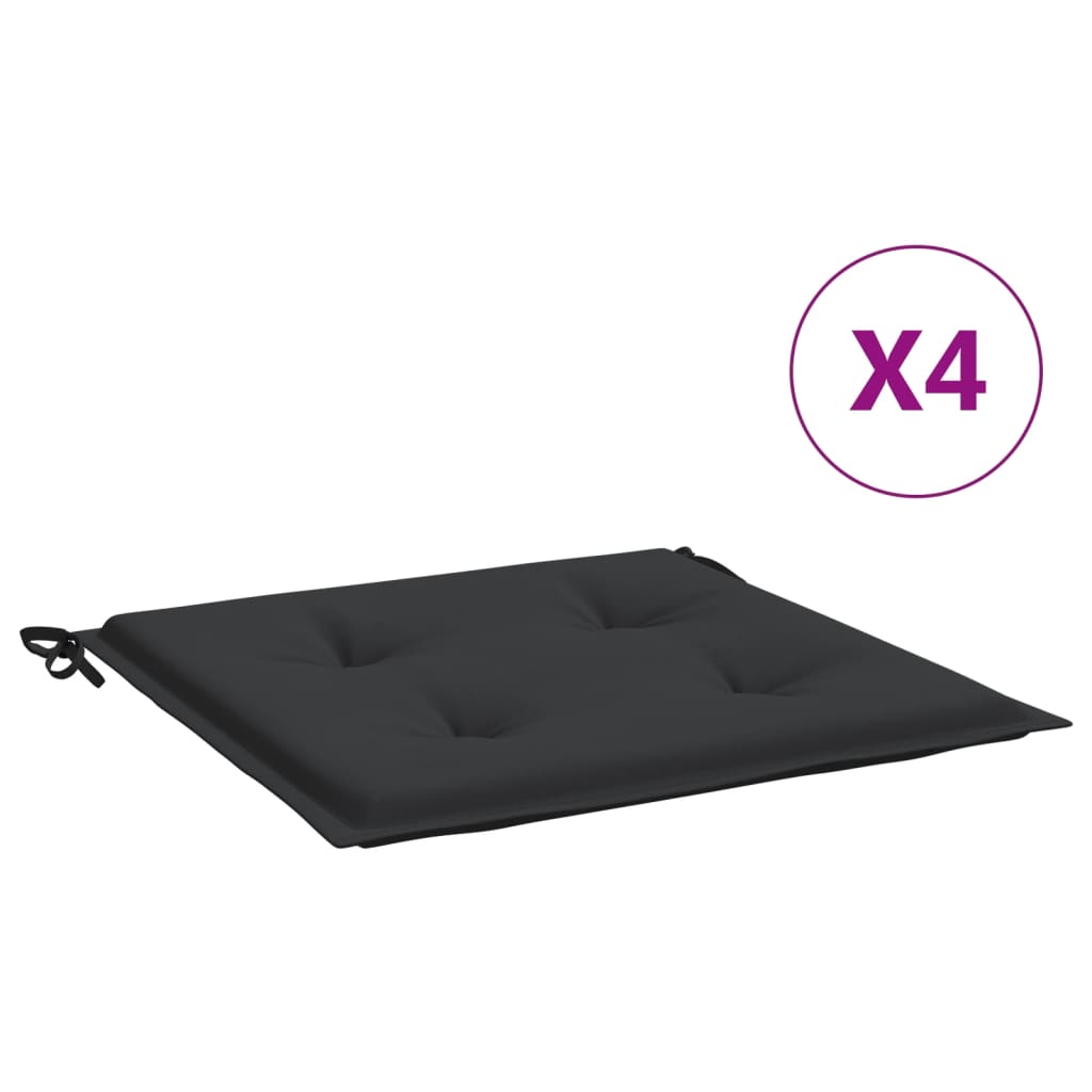 vidaXL Coussins de chaise jardin lot de 4 noir 50x50x3 cm tissu oxford