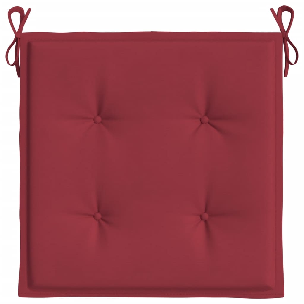 vidaXL Coussins de chaise de jardin lot de 2 rouge bordeaux 50x50x3 cm