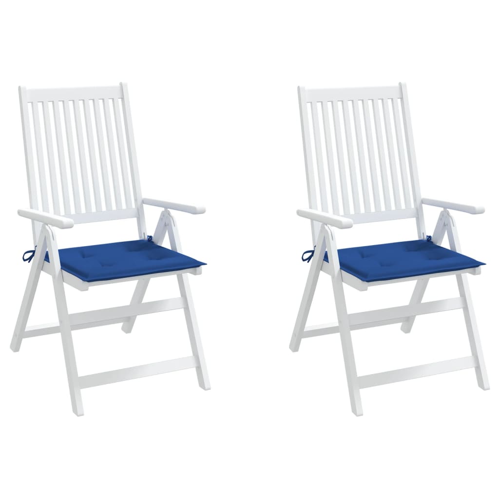 vidaXL Coussins de chaise de jardin lot de 2 bleu royal 50x50x3 cm