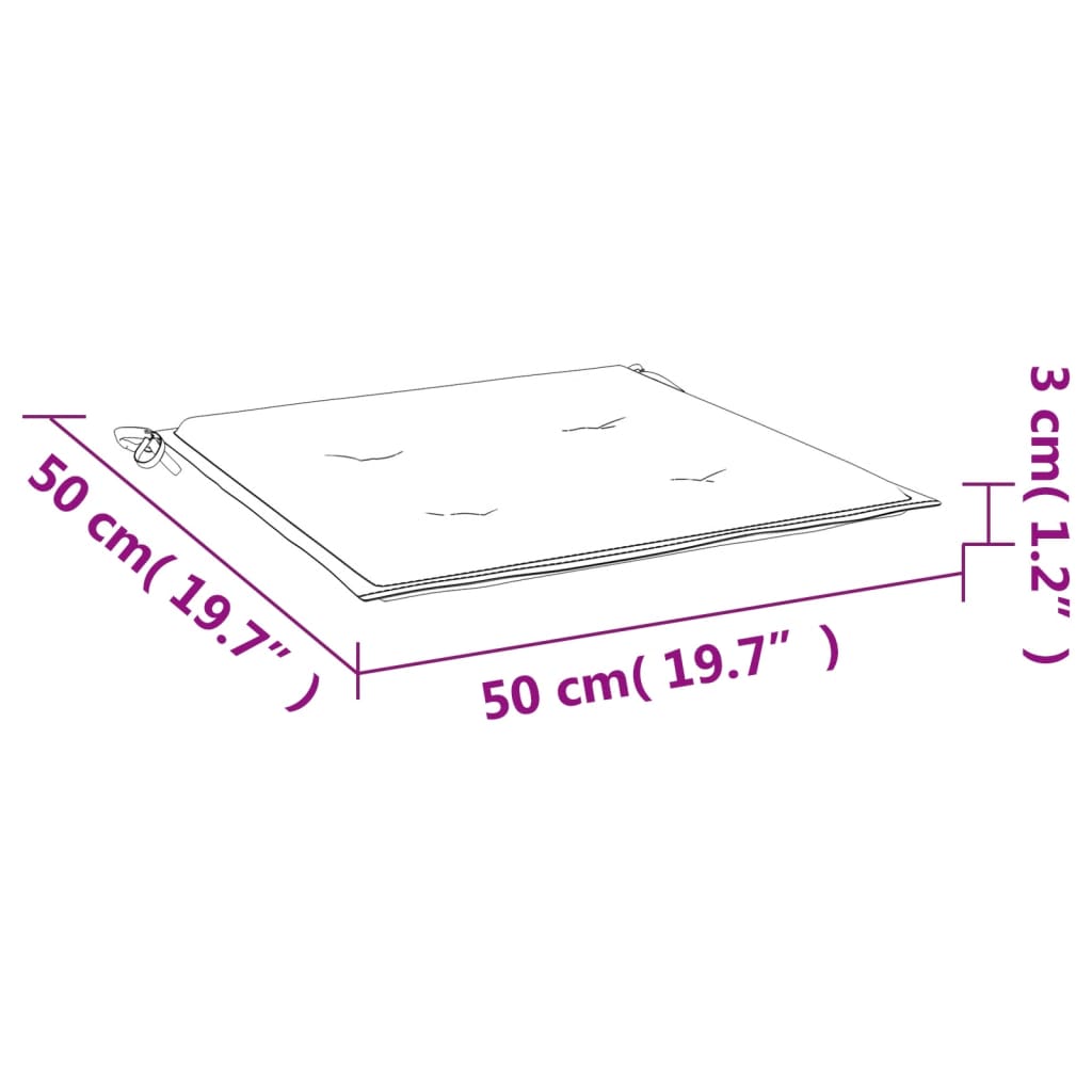 vidaXL Coussins de chaise de jardin lot de 2 bleu royal 50x50x3 cm