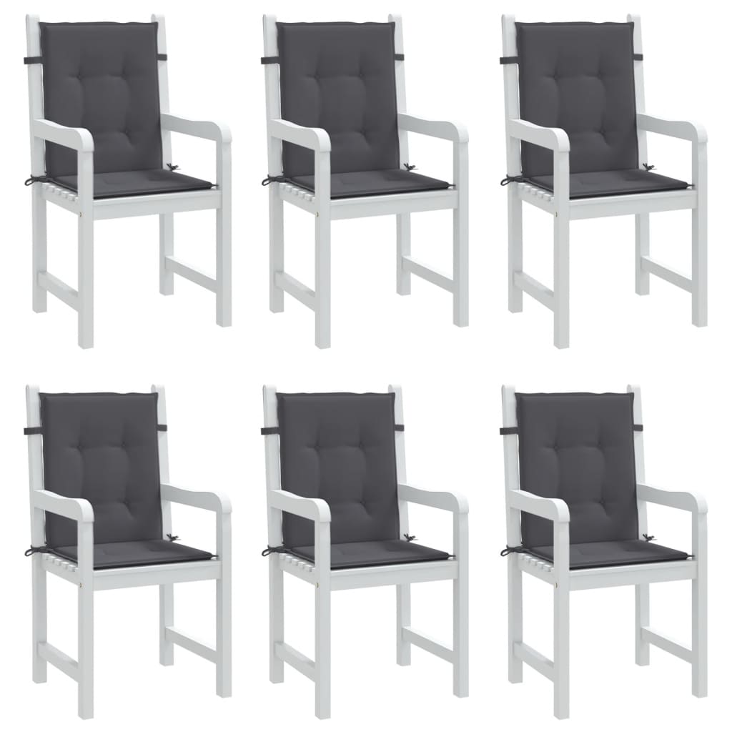 vidaXL Coussins de chaise de jardin à dossier bas lot de 6 anthracite