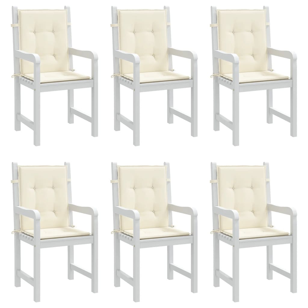 vidaXL Coussins de chaise de jardin à dossier bas lot de 6 crème