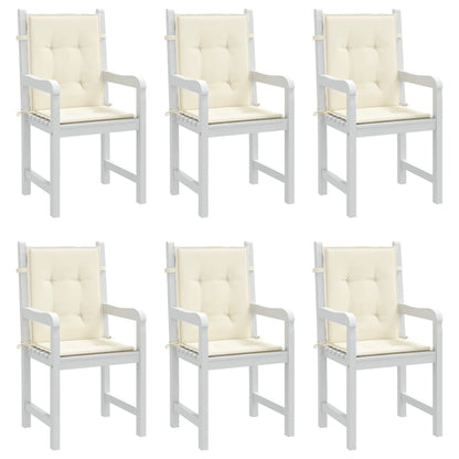 vidaXL Coussins de chaise de jardin à dossier bas lot de 6 crème