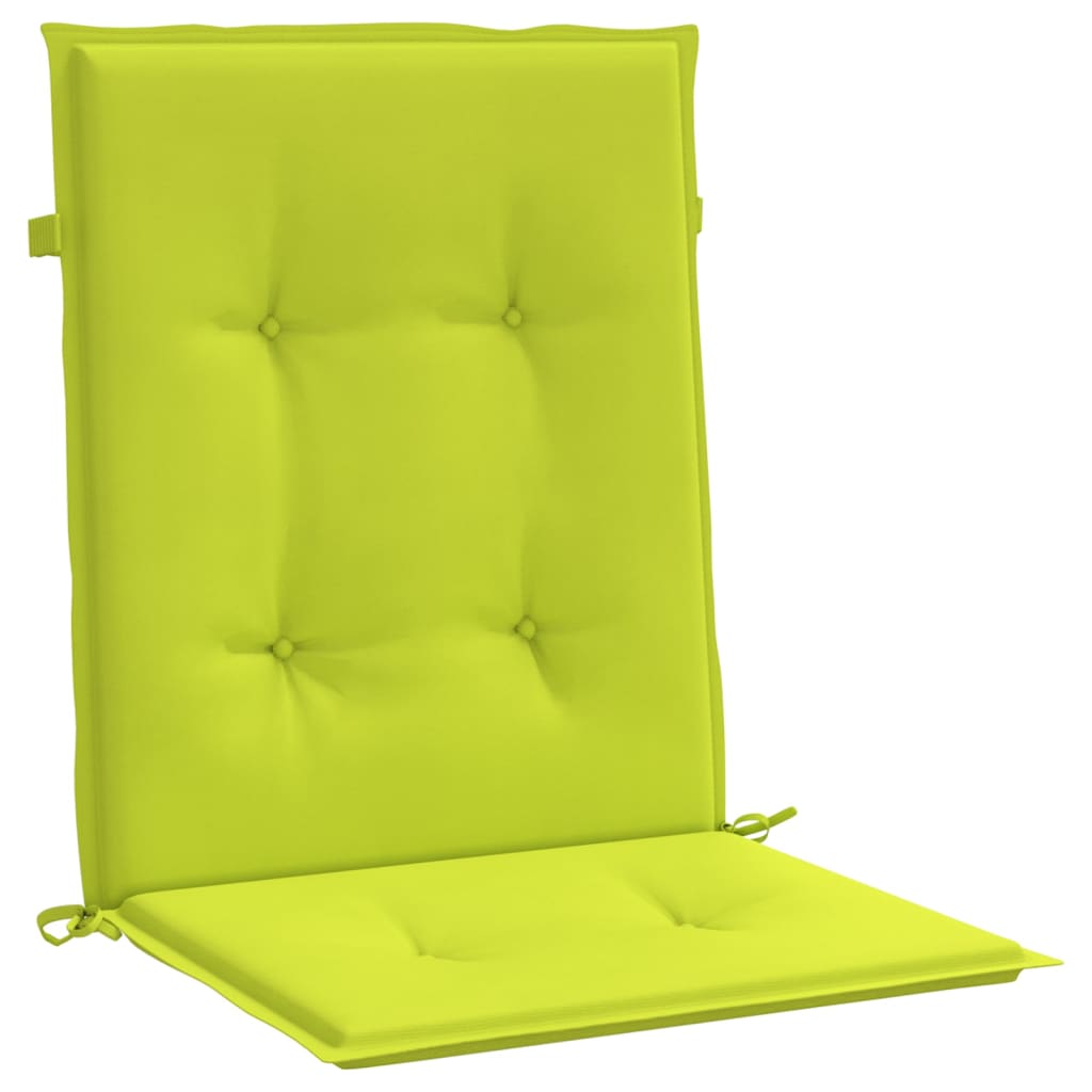vidaXL Coussins de chaise de jardin à dossier bas lot de 2 vert vif
