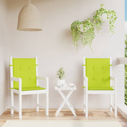vidaXL Coussins de chaise de jardin à dossier bas lot de 2 vert vif