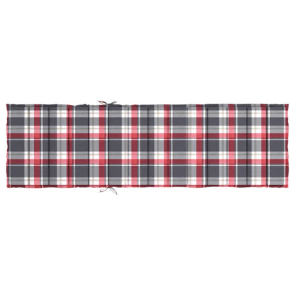 vidaXL Coussin de chaise longue à carreaux rouge 200x50x3 cm