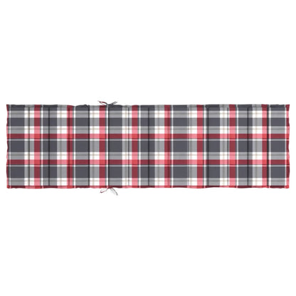 vidaXL Coussin de chaise longue à carreaux rouge 200x70x3 cm