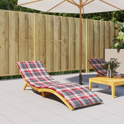 vidaXL Coussin de chaise longue à carreaux rouge 200x70x3 cm