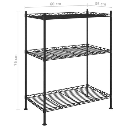 vidaXL Étagère de rangement 3 niveaux 60x35x76 cm noir 150 kg