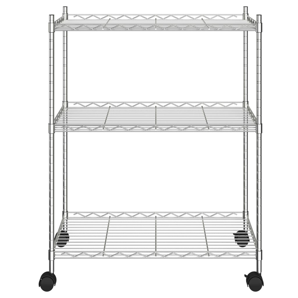 vidaXL Étagère de rangement 3 niveaux et roues 60x35x81cm chrome 150kg