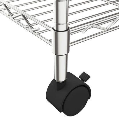 vidaXL Étagère de rangement 3 niveaux et roues 60x35x81cm chrome 150kg