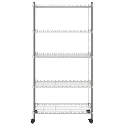 vidaXL Étagère de rangement 5 niveaux roues 75x35x155 cm Chrome 250 kg