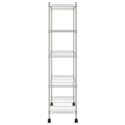 vidaXL Étagère de rangement 5 niveaux roues 75x35x155 cm Chrome 250 kg