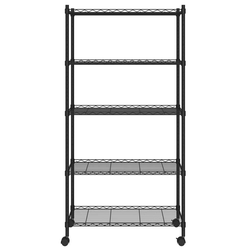vidaXL Étagère de rangement 5 niveaux roues 75x35x155 cm Noir 250 kg