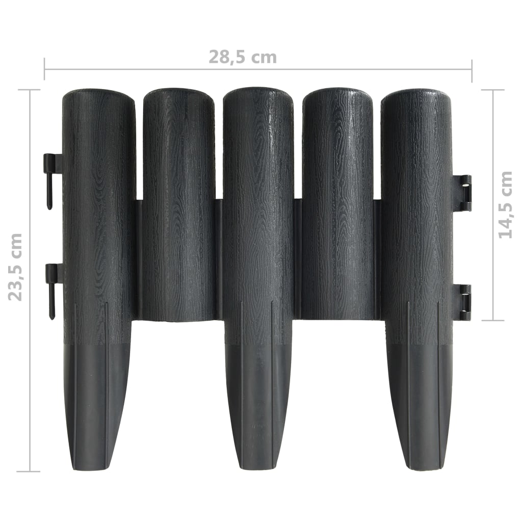 vidaXL Bordures de pelouse 36 pcs Anthracite 10 m PP