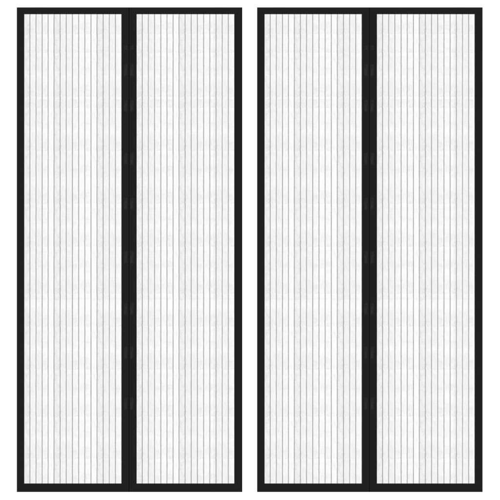 vidaXL Rideaux de porte anti-insectes 2 pcs avec aimants noir 210x90cm
