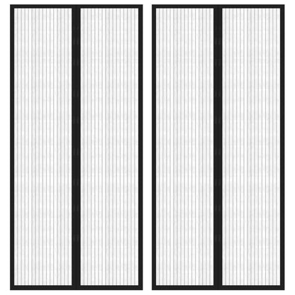 vidaXL Rideaux de porte anti-insectes 2 pcs avec aimants noir 210x90cm