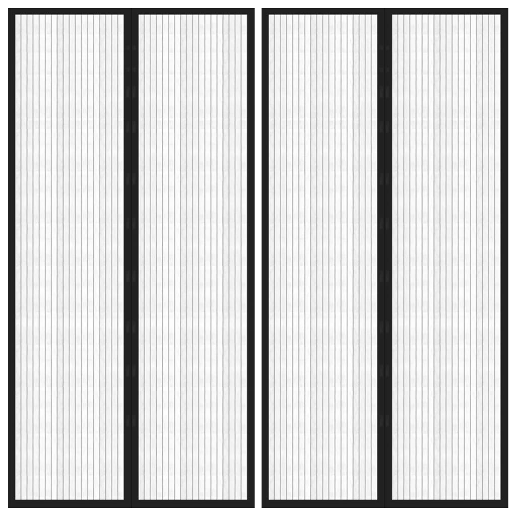 vidaXL Rideaux de porte anti-insectes 2 pcs et aimants noir 220x100 cm