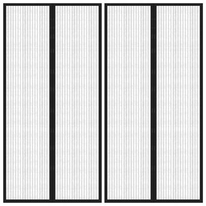 vidaXL Rideaux de porte anti-insectes 2 pcs et aimants noir 220x100 cm