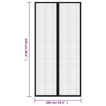 vidaXL Rideaux de porte anti-insectes 2 pcs et aimants noir 220x100 cm