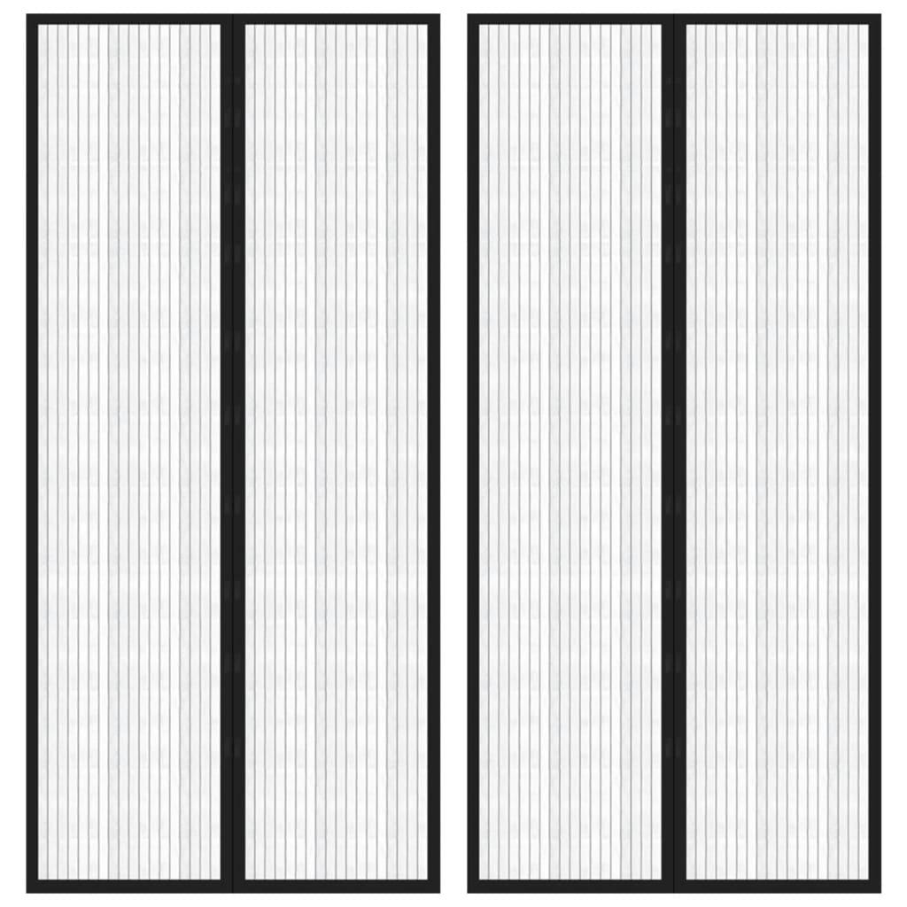 vidaXL Rideaux de porte anti-insectes 2 pcs et aimants noir 220x110 cm