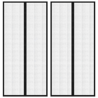 vidaXL Rideaux de porte anti-insectes 2 pcs et aimants noir 220x110 cm