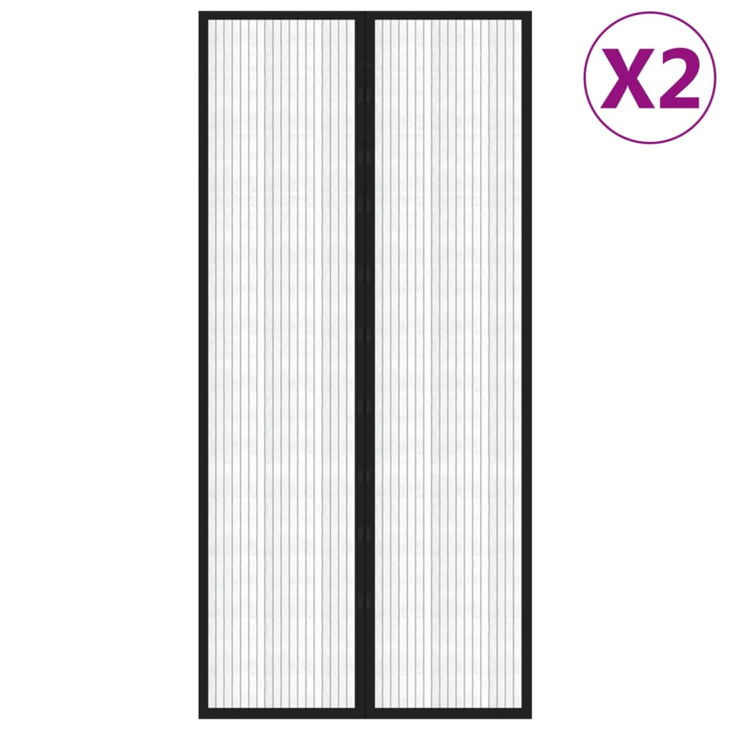 vidaXL Rideaux de porte anti-insectes 2 pcs et aimants noir 220x110 cm