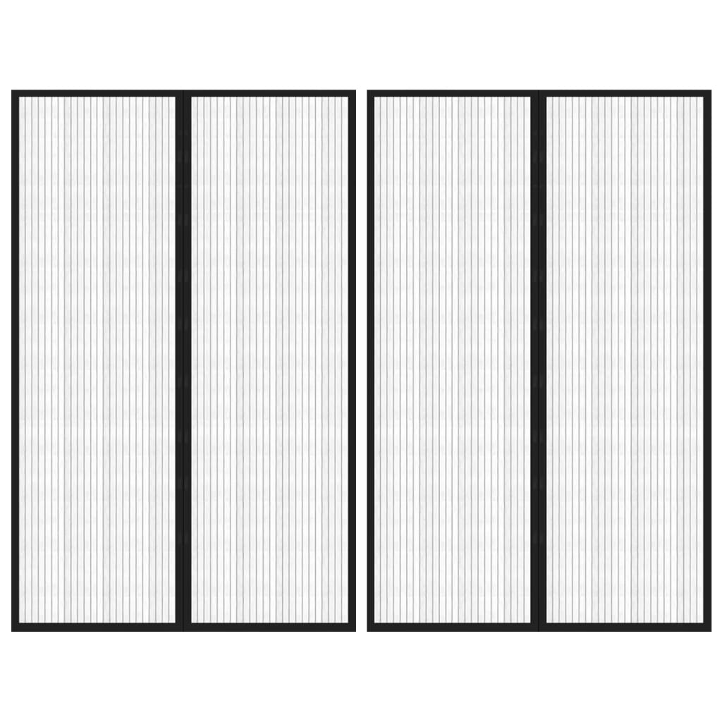 vidaXL Rideaux de porte anti-insectes 2 pcs et aimants noir 220x130 cm